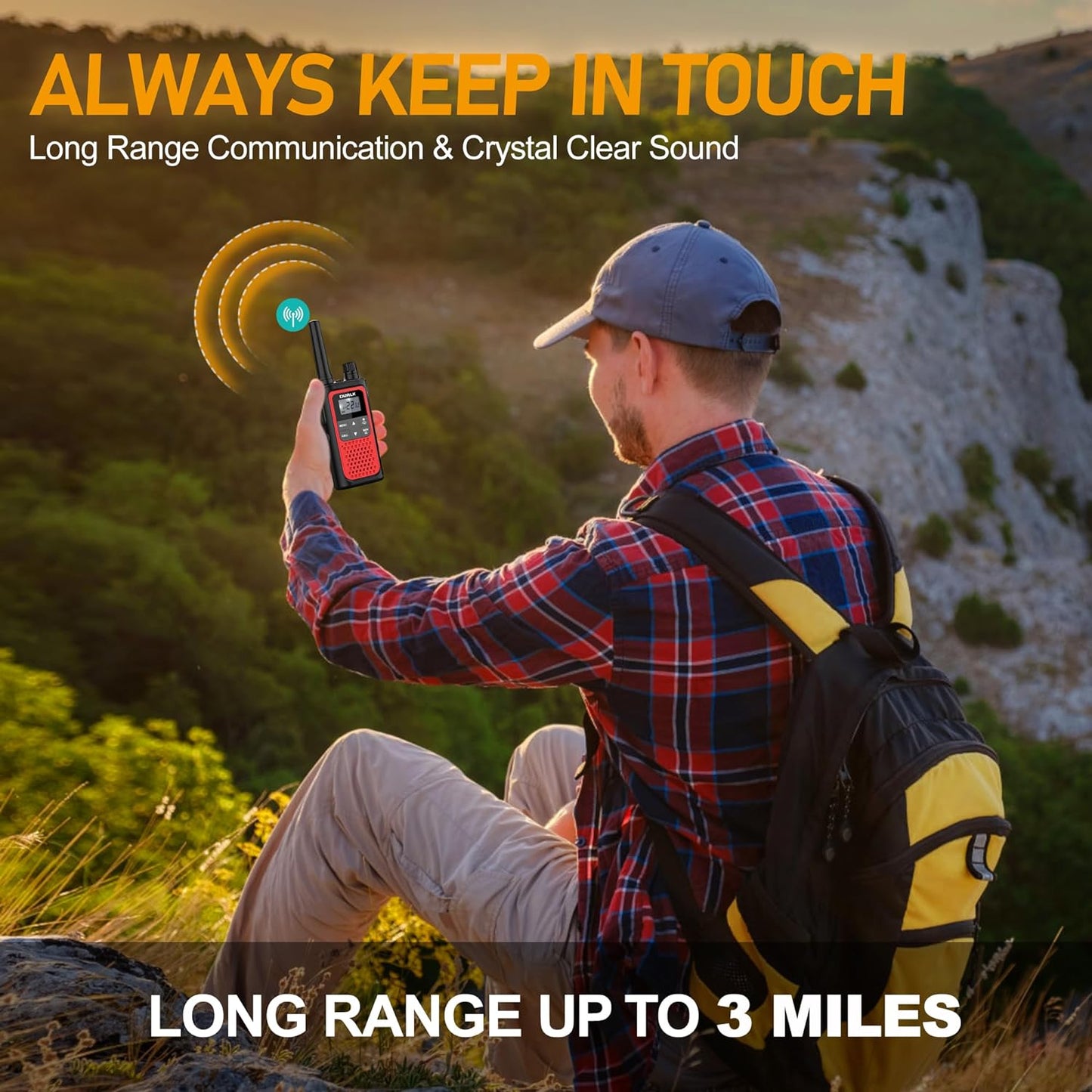 Walkie Talkies for Adults 3 Pack,Two Way Radios Long Range Rechargeable Walkie Talkies with Earpiece Jack Bulit-in 1800mAh Li-ion Battery,22 FRS Channels,LED Flashlight,USB Charger,NOAA Walky Talky