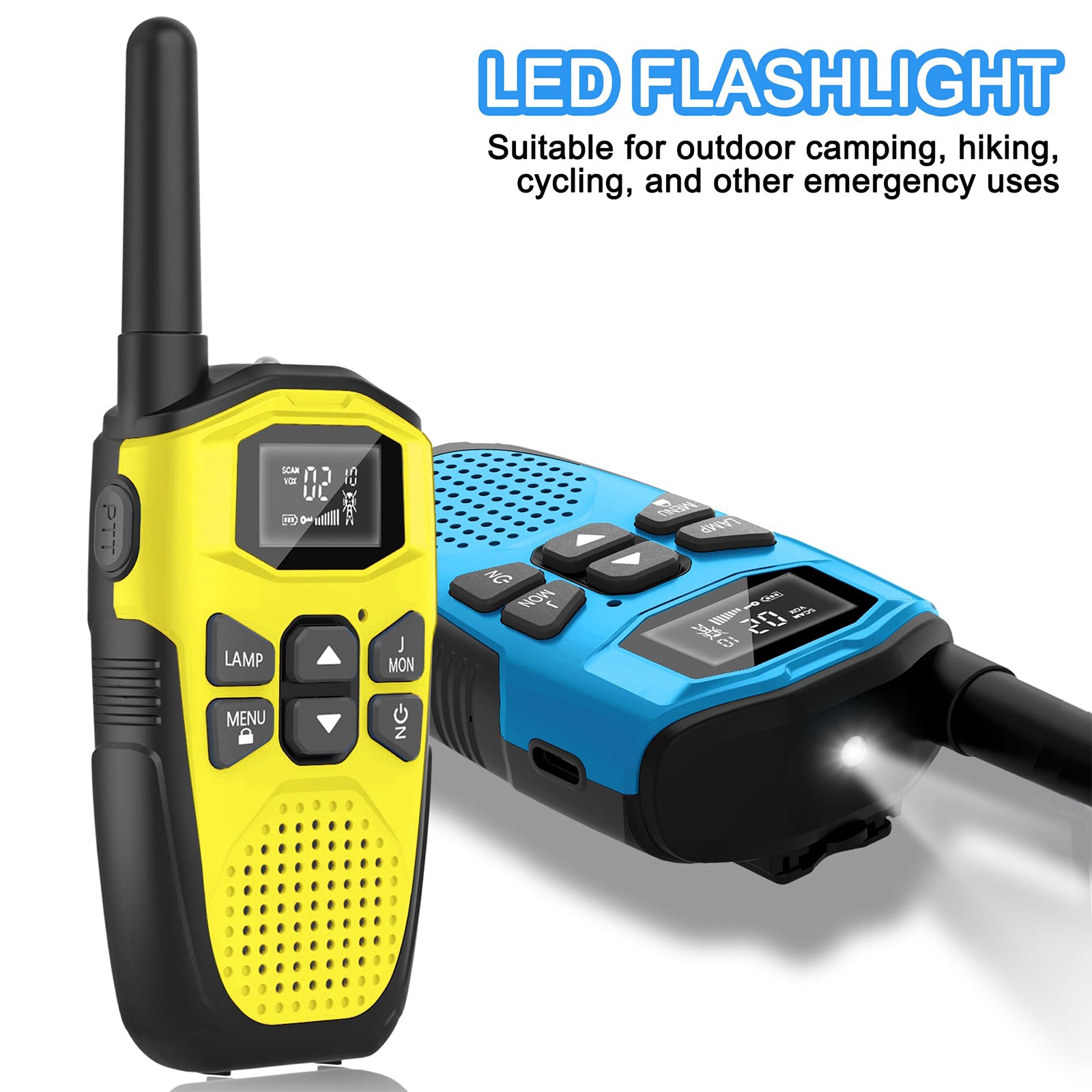 Walkie Talkies Long Range for Kids Adults - DURLK 3 Pack Rechargeable Walkie Talkies, 2 Way Radios 22 Channels with 1200mAh Li-ion Battery, Flashlight Type-C Cable for Toys Gift Outdoor Camping Hiking