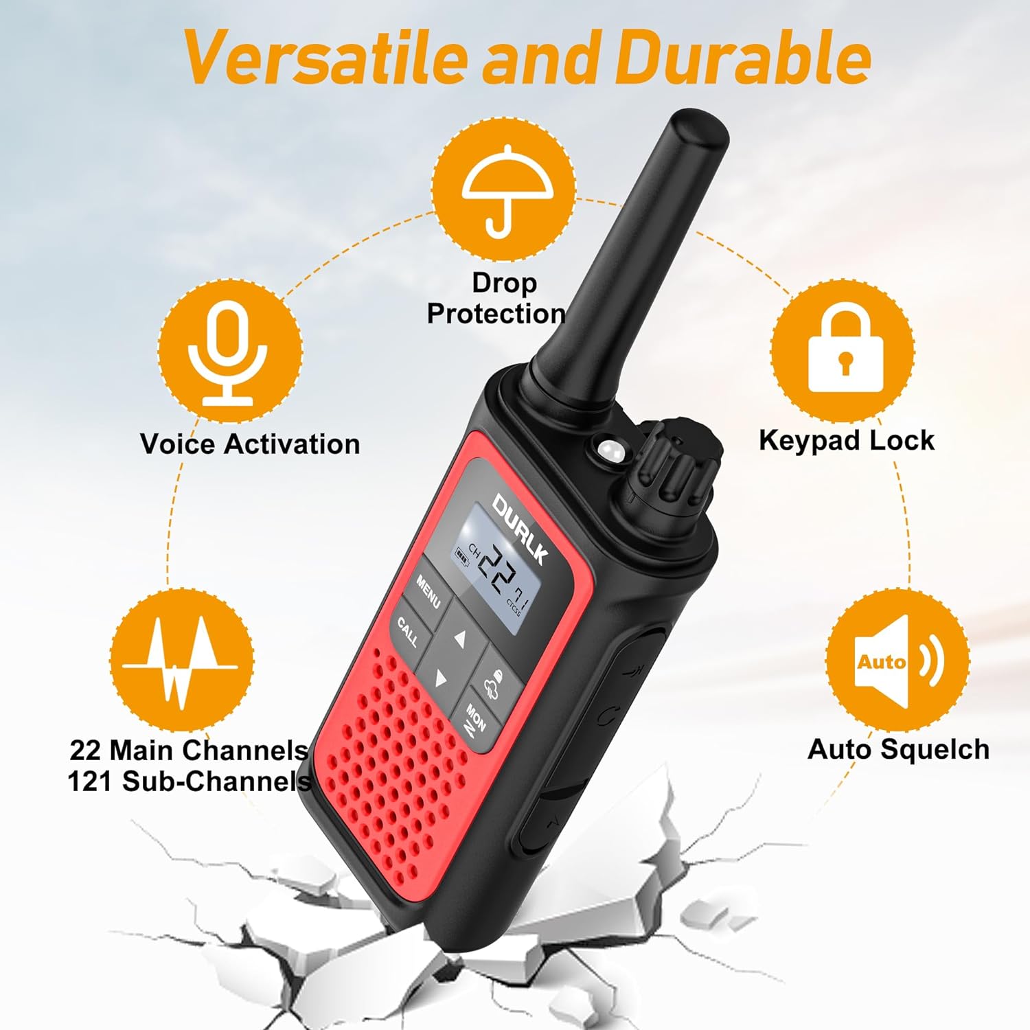 Walkie Talkies for Adults 3 Pack,Two Way Radios Long Range Rechargeable Walkie Talkies with Earpiece Jack Bulit-in 1800mAh Li-ion Battery,22 FRS Channels,LED Flashlight,USB Charger,NOAA Walky Talky