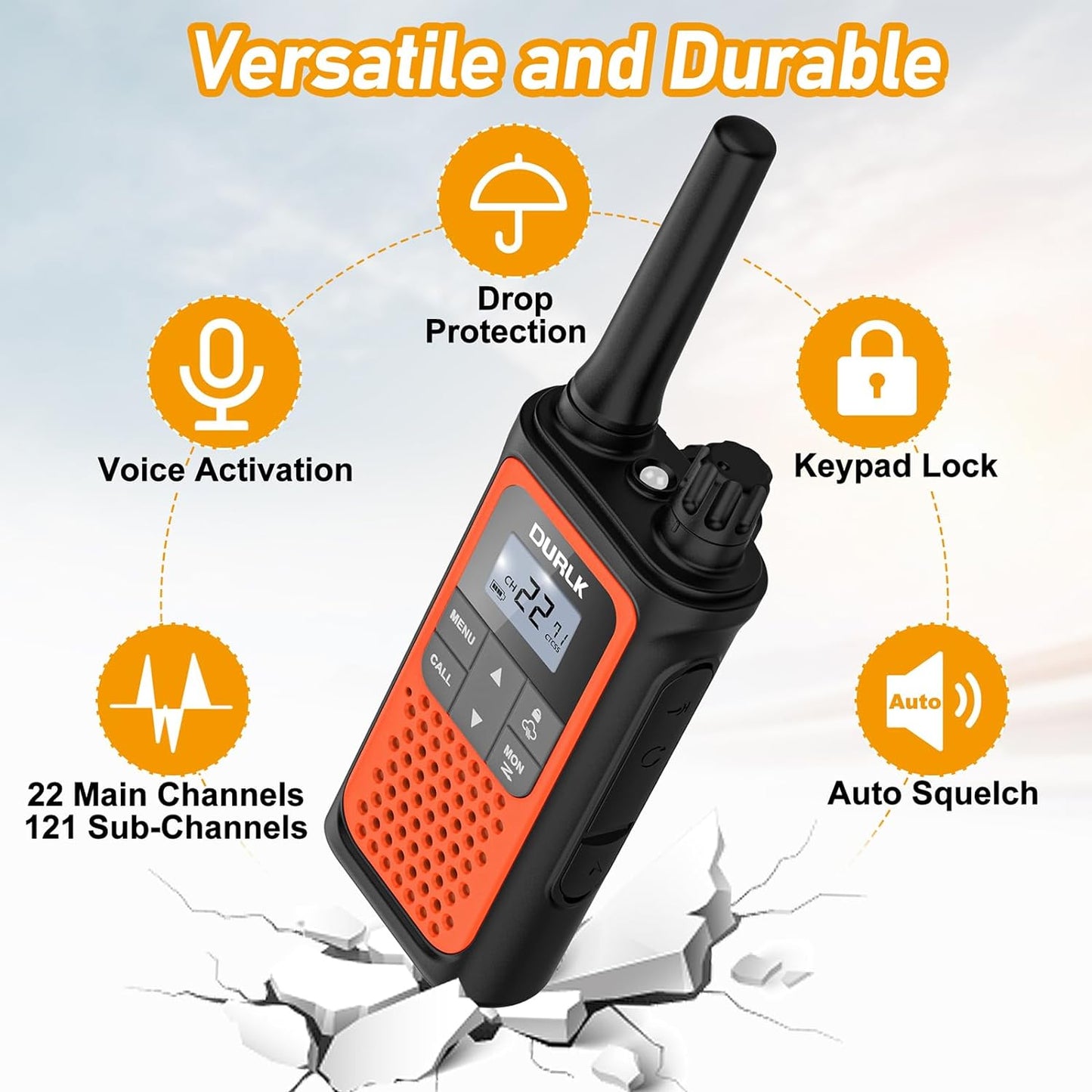 Walkie Talkies for Adults Long Range 2 Pack,Rechargeable Walkie Talkies 22 FRS Channels Two Way Radios with NOAA Weather Receiver,Noise Reduction,Volume Adjustment,LED Flashlight,1800mAh Battery