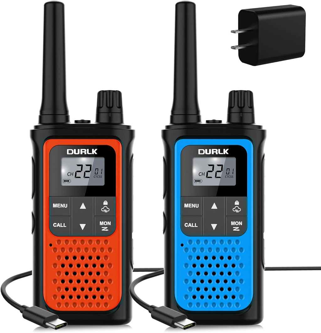 Walkie Talkies for Adults Long Range 2 Pack,Rechargeable Walkie Talkies 22 FRS Channels Two Way Radios with NOAA Weather Receiver,Noise Reduction,Volume Adjustment,LED Flashlight,1800mAh Battery
