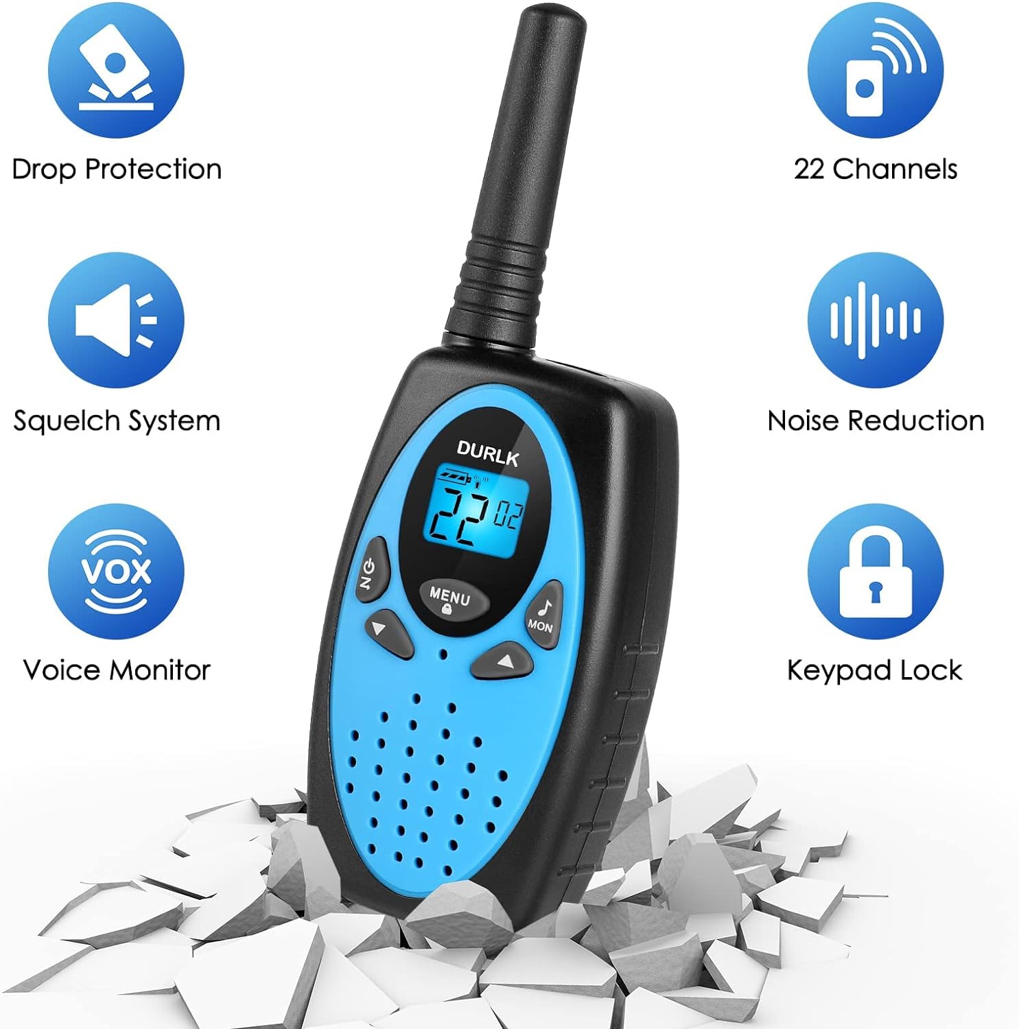 Walkie Talkies Long Range 4 Pack, Rechargeable Walkie Talkies for Adults Built-in 1200mAh Li-ion Batteries, USB-C Charging,VOX, 2 Way Radios 22 FRS Channels for Camping Hiking Cruise Ships