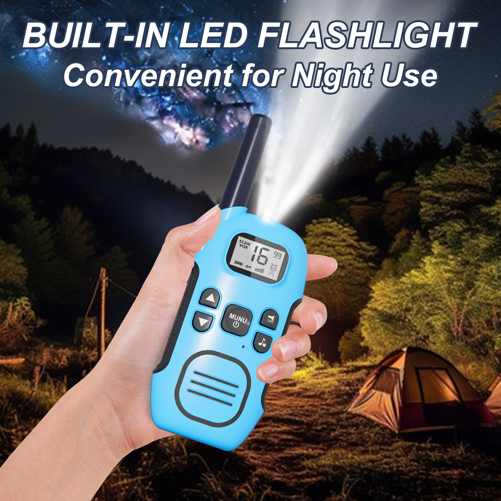 Walkie Talkies Long Range for Adults Kids - DURLK 3 Pack Rechargeable Walky Talky 2 Way Radios 22 Channels with VOX, LED Flashlight, USB-C Cable, Gifts for Kids Boys Girls Outdoor Camping Hiking Trip