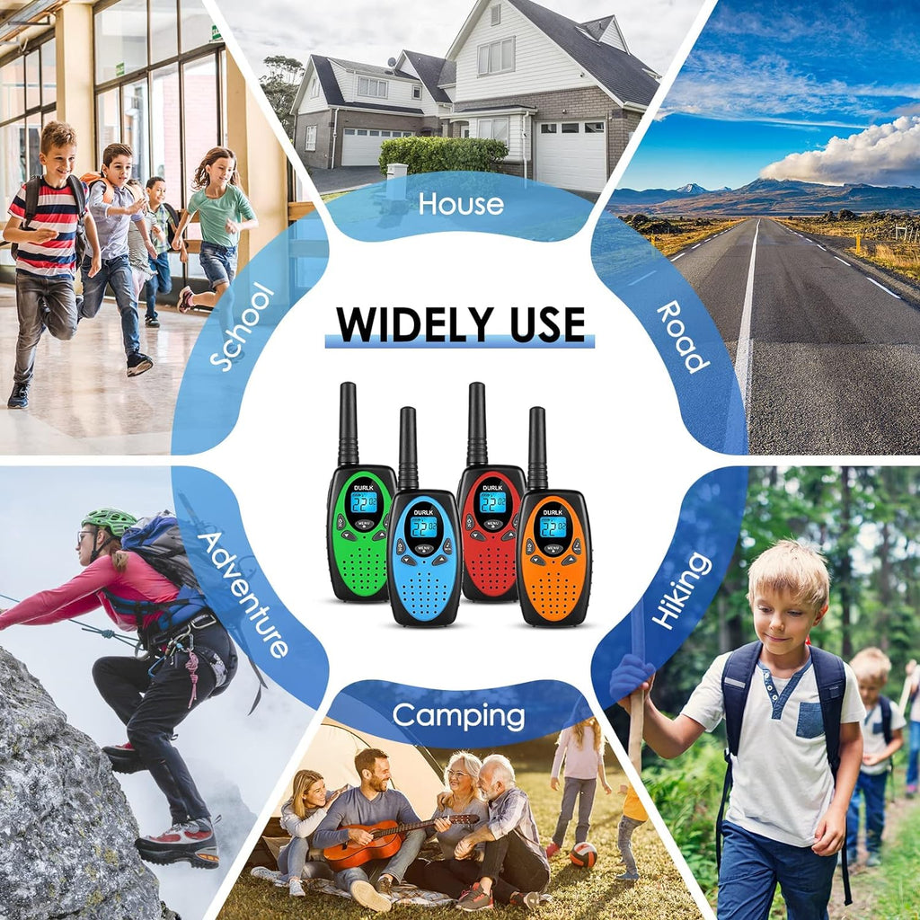 Walkie Talkies Long Range 4 Pack, Rechargeable Walkie Talkies for Adults Built-in 1200mAh Li-ion Batteries, USB-C Charging,VOX, 2 Way Radios 22 FRS Channels for Camping Hiking Cruise Ships